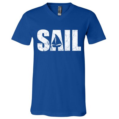 Sail Vintage Sailing Boat V-Neck T-Shirt