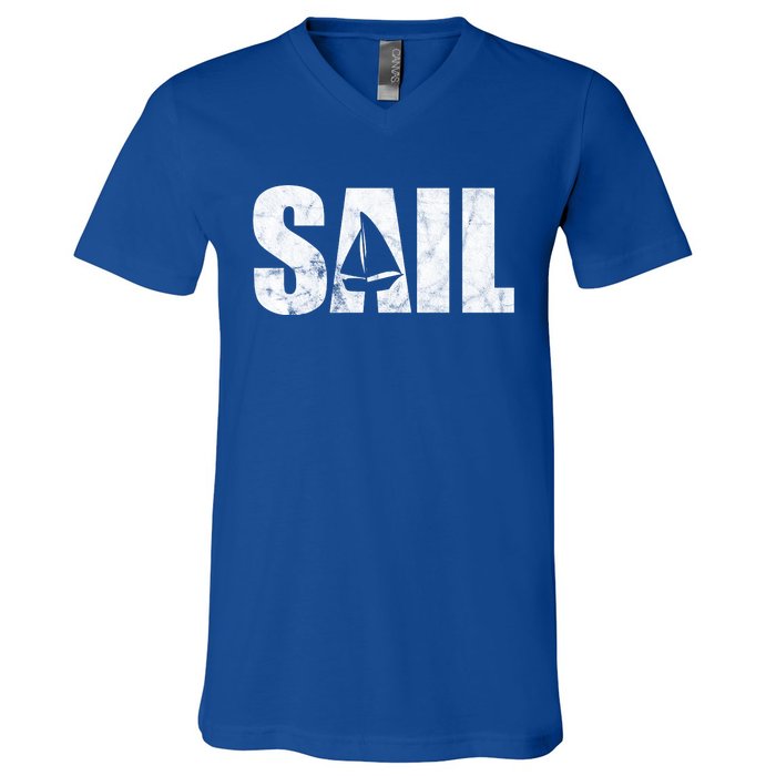 Sail Vintage Sailing Boat V-Neck T-Shirt