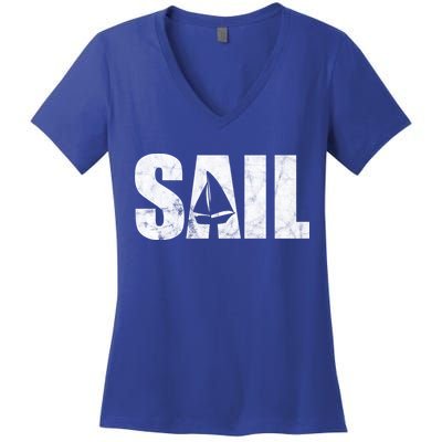 Sail Vintage Sailing Boat Women's V-Neck T-Shirt
