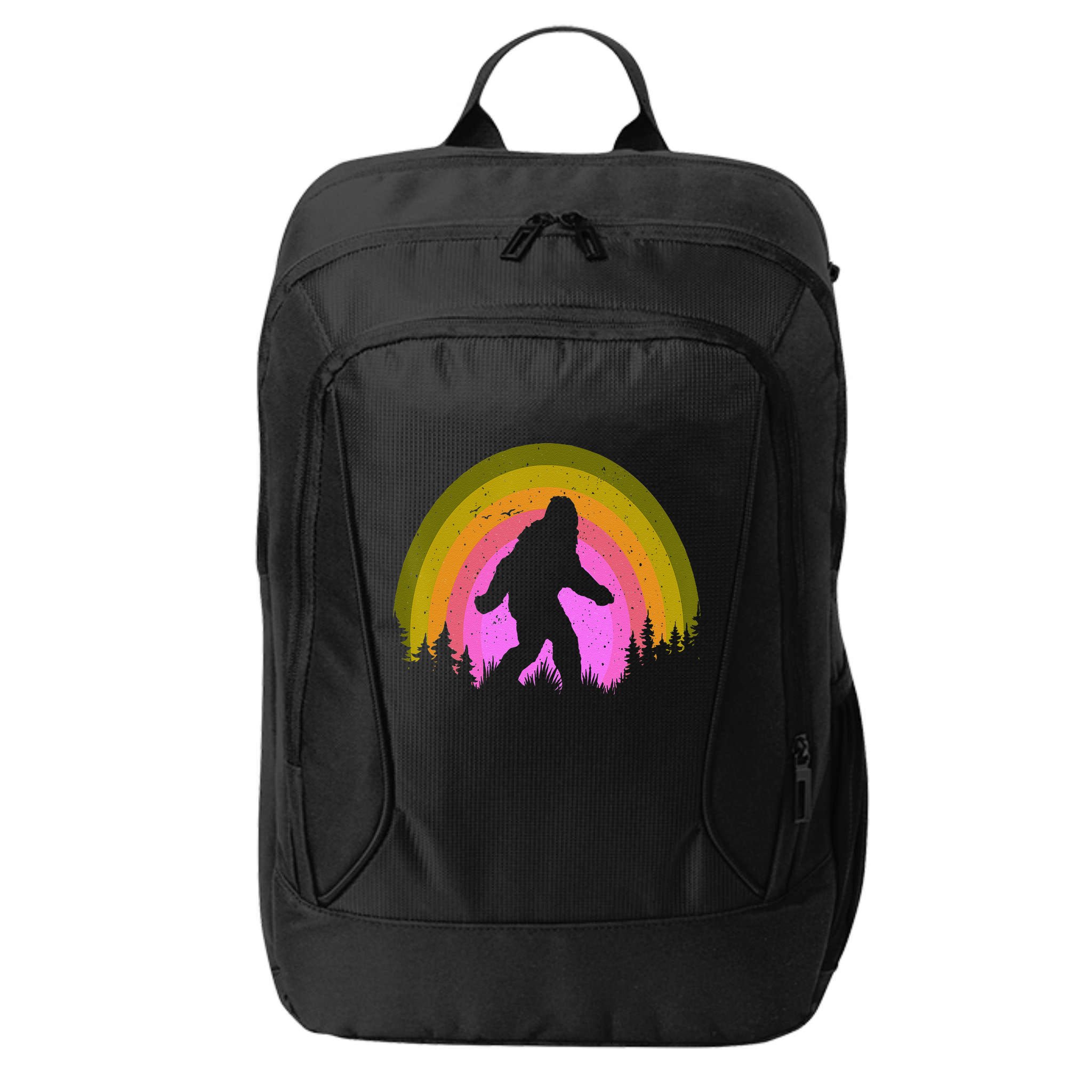 Sasquatch Vintage Sunset Bigfoot Retro Distressed 60sFunny Gift City Backpack