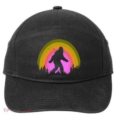 Sasquatch Vintage Sunset Bigfoot Retro Distressed 60sFunny Gift 7-Panel Snapback Hat