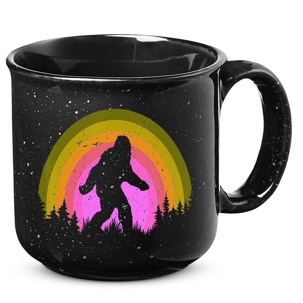 Sasquatch Vintage Sunset Bigfoot Retro Distressed 60sFunny Gift 15oz Campfire Ceramic Mug