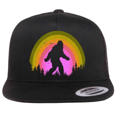 Sasquatch Vintage Sunset Bigfoot Retro Distressed 60sFunny Gift Flatbill Hat