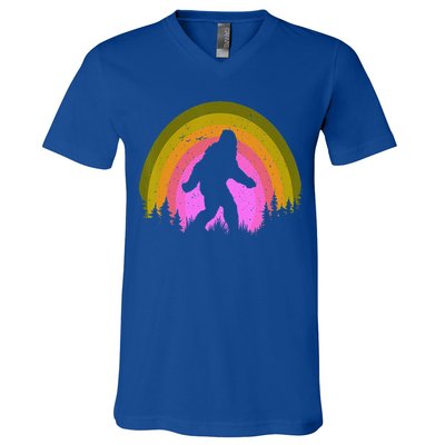 Sasquatch Vintage Sunset Bigfoot Retro Distressed 60sFunny Gift V-Neck T-Shirt
