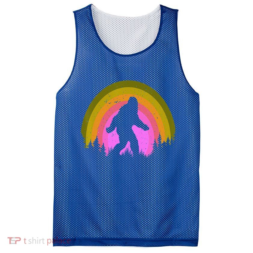 Sasquatch Vintage Sunset Bigfoot Retro Distressed 60sFunny Gift Mesh Reversible Basketball Jersey Tank