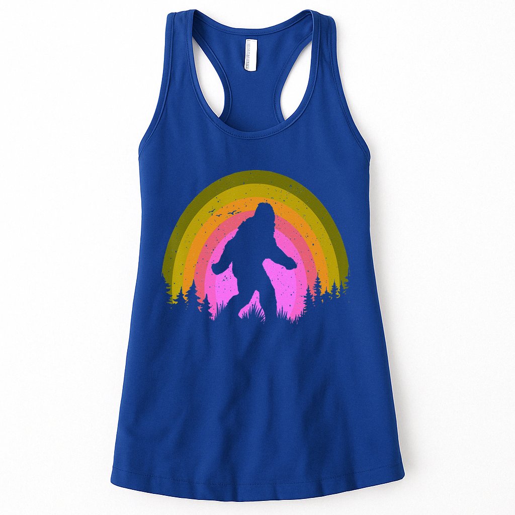 Sasquatch Vintage Sunset Bigfoot Retro Distressed 60sFunny Gift Womens Tank Top
