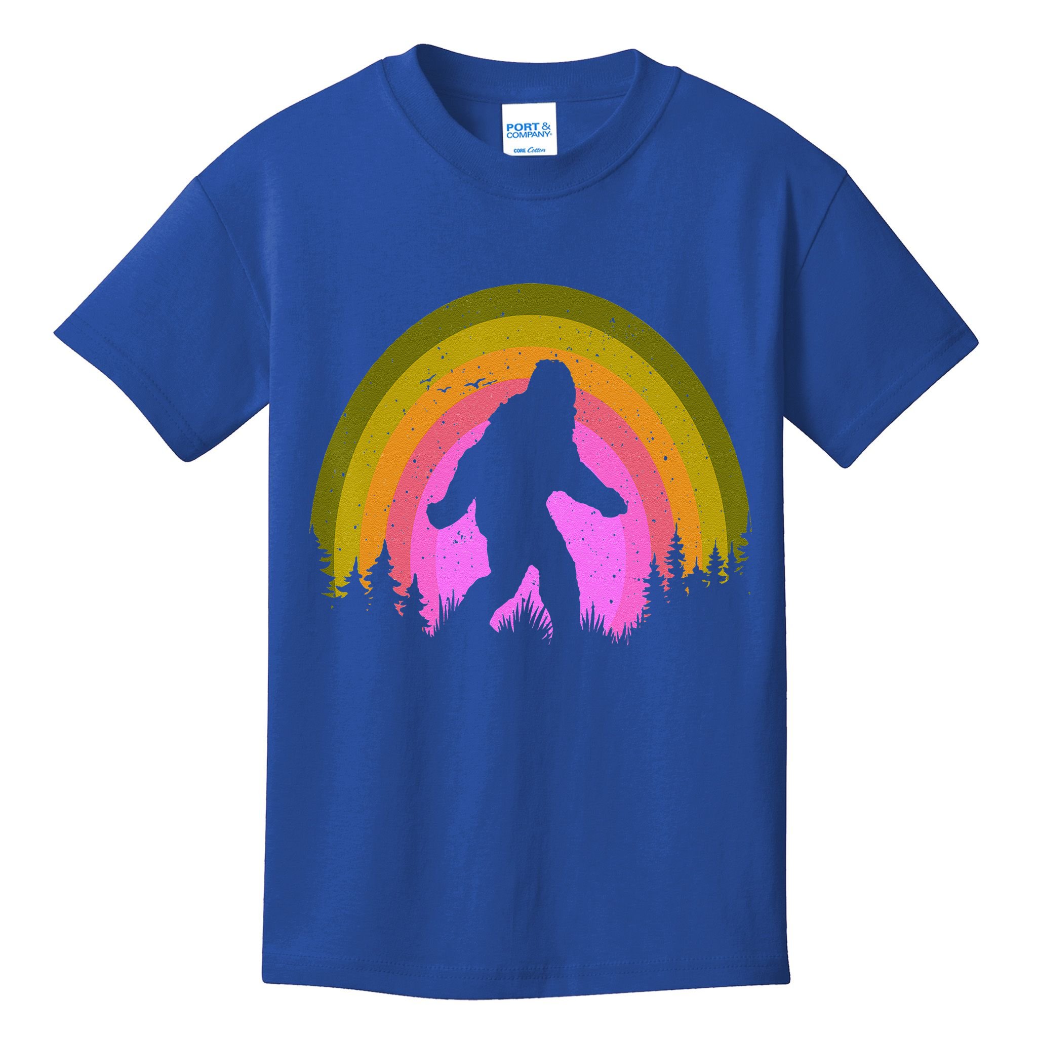 Sasquatch Vintage Sunset Bigfoot Retro Distressed 60sFunny Gift Kids T-Shirt
