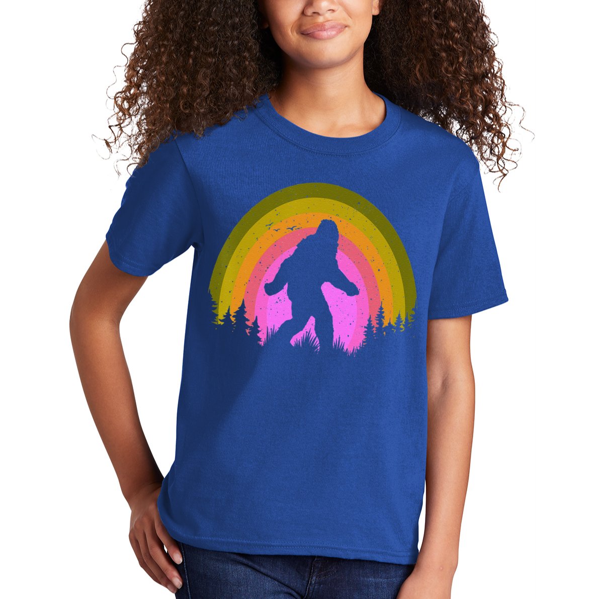 Sasquatch Vintage Sunset Bigfoot Retro Distressed 60sFunny Gift Kids T-Shirt