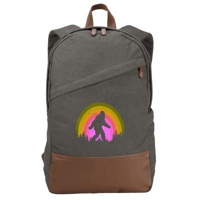 Sasquatch Vintage Sunset Bigfoot Retro Distressed 60sFunny Gift Cotton Canvas Backpack