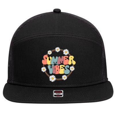 Summer Vibes Summer Vacation Beach 7 Panel Mesh Trucker Snapback Hat