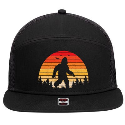 Sasquatch Vintage Sunset Bigfoot Retro Distressed 60sFunny Love 7 Panel Mesh Trucker Snapback Hat