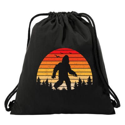 Sasquatch Vintage Sunset Bigfoot Retro Distressed 60sFunny Love Drawstring Bag