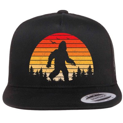 Sasquatch Vintage Sunset Bigfoot Retro Distressed 60sFunny Love Flatbill Hat