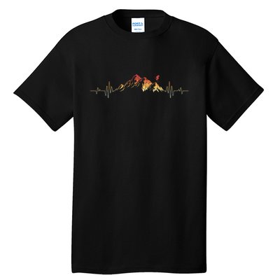 Ski Vintage Skier Heartbeat Mountains Retro Skiing ECG Gift For Skiers Tall T-Shirt