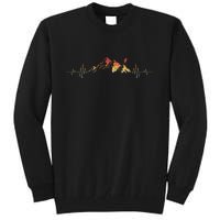 Ski Vintage Skier Heartbeat Mountains Retro Skiing ECG Gift For Skiers Tall Sweatshirt