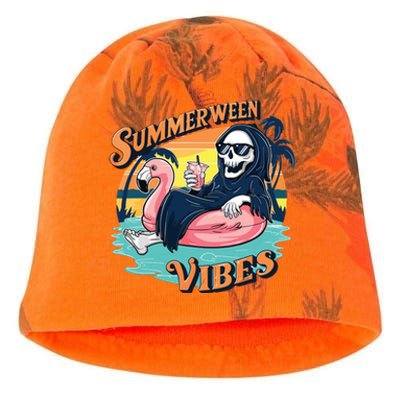 Summerween Vibes Skeleton Flamingo Float Summer Halloween Kati - Camo Knit Beanie