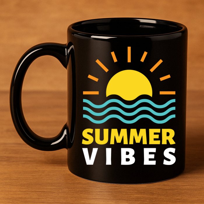 Summer Vibes Sunset Ocean 11oz C Handle Ceramic Mug