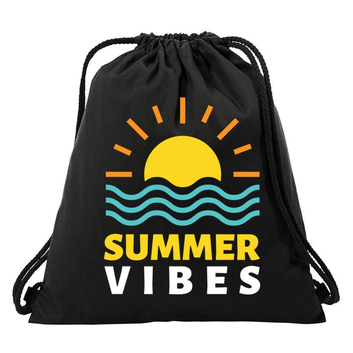 Summer Vibes Sunset Ocean Drawstring Bag