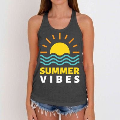 Summer Vibes Sunset Ocean Women's Knotted Racerback Tank