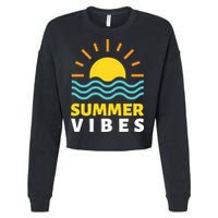 Summer Vibes Sunset Ocean Cropped Pullover Crew
