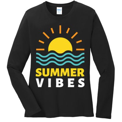 Summer Vibes Sunset Ocean Ladies Long Sleeve Shirt