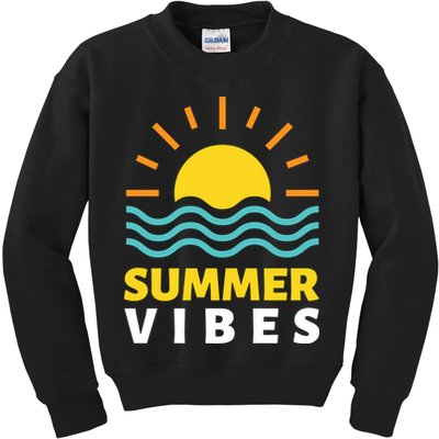 Summer Vibes Sunset Ocean Kids Sweatshirt