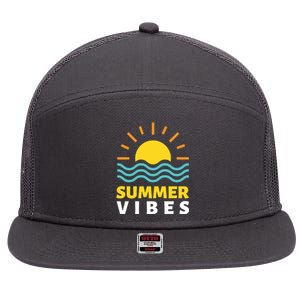 Summer Vibes Sunset Ocean 7 Panel Mesh Trucker Snapback Hat