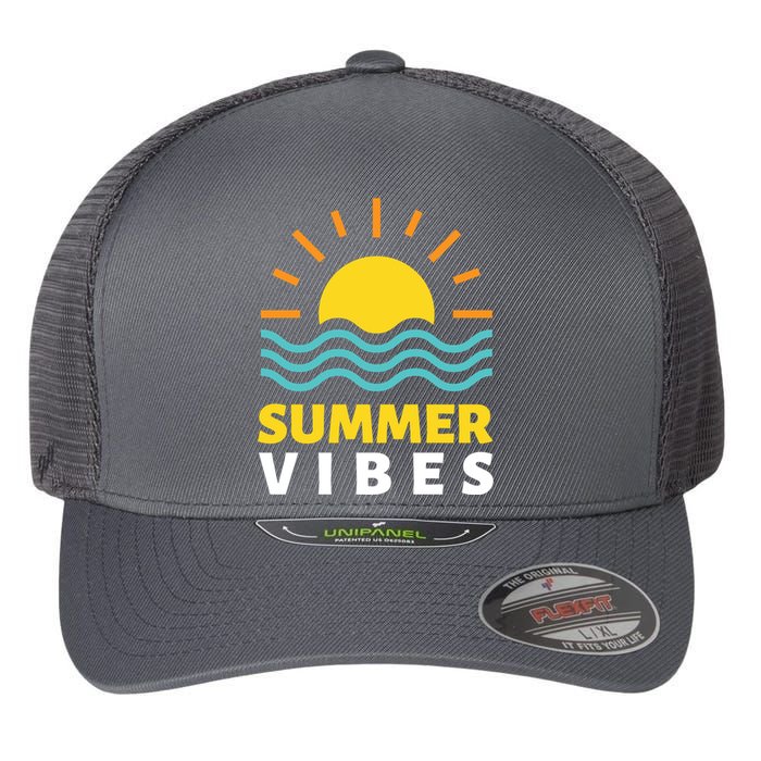 Summer Vibes Sunset Ocean Flexfit Unipanel Trucker Cap