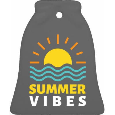 Summer Vibes Sunset Ocean Ceramic Bell Ornament