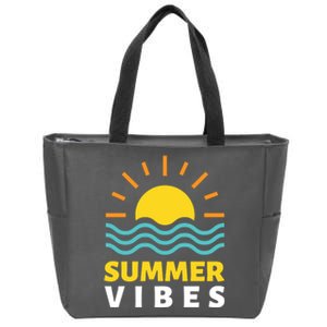 Summer Vibes Sunset Ocean Zip Tote Bag