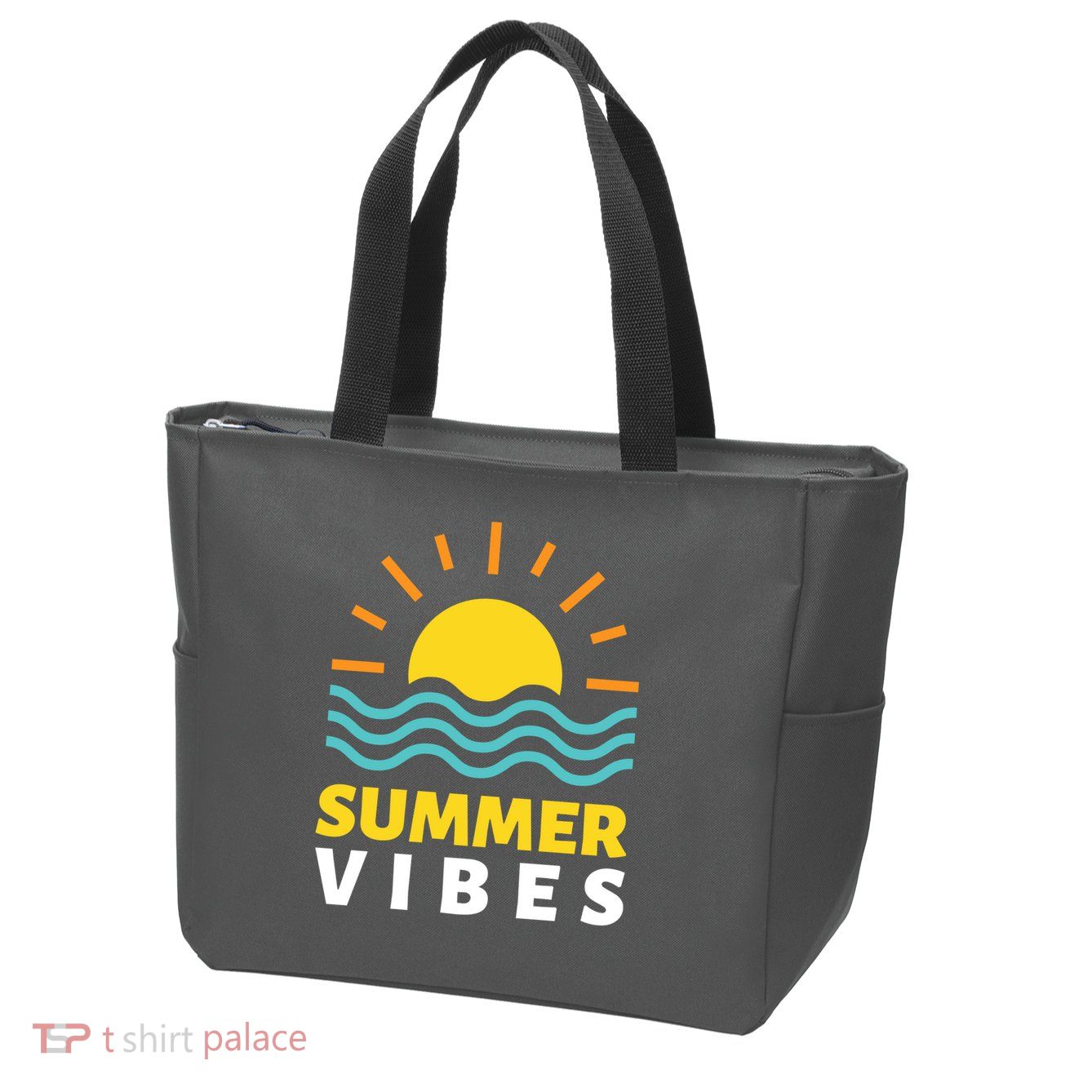 Summer Vibes Sunset Ocean Zip Tote Bag