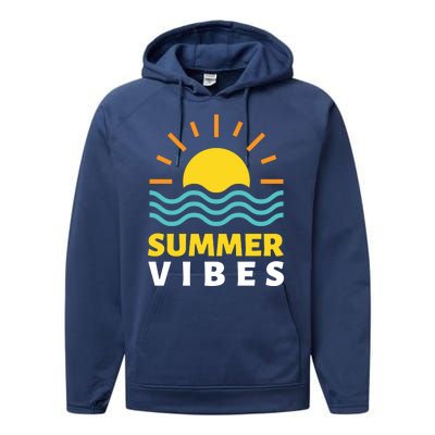 Summer Vibes Sunset Ocean Performance Fleece Hoodie