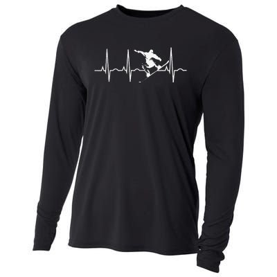 Snowboarder vintage Snowboarding Heartbeat Cooling Performance Long Sleeve Crew