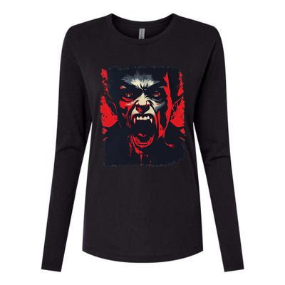 Scary Vampire Womens Cotton Relaxed Long Sleeve T-Shirt