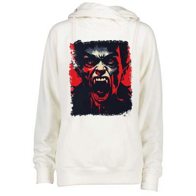 Scary Vampire Womens Funnel Neck Pullover Hood