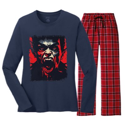 Scary Vampire Women's Long Sleeve Flannel Pajama Set 