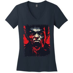 Scary Vampire Women's V-Neck T-Shirt