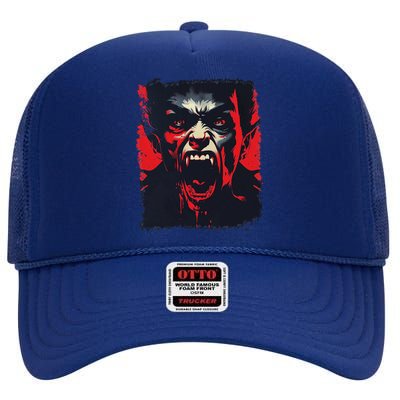 Scary Vampire High Crown Mesh Back Trucker Hat