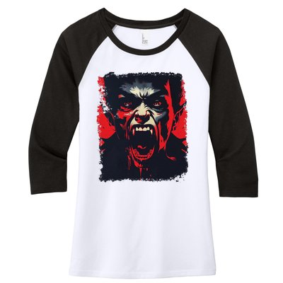 Scary Vampire Women's Tri-Blend 3/4-Sleeve Raglan Shirt