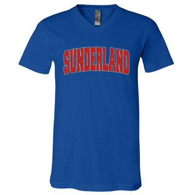 Sunderland Varsity Style Vintage Retro Uk Sports Gift V-Neck T-Shirt