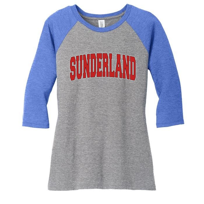 Sunderland Varsity Style Vintage Retro Uk Sports Gift Women's Tri-Blend 3/4-Sleeve Raglan Shirt