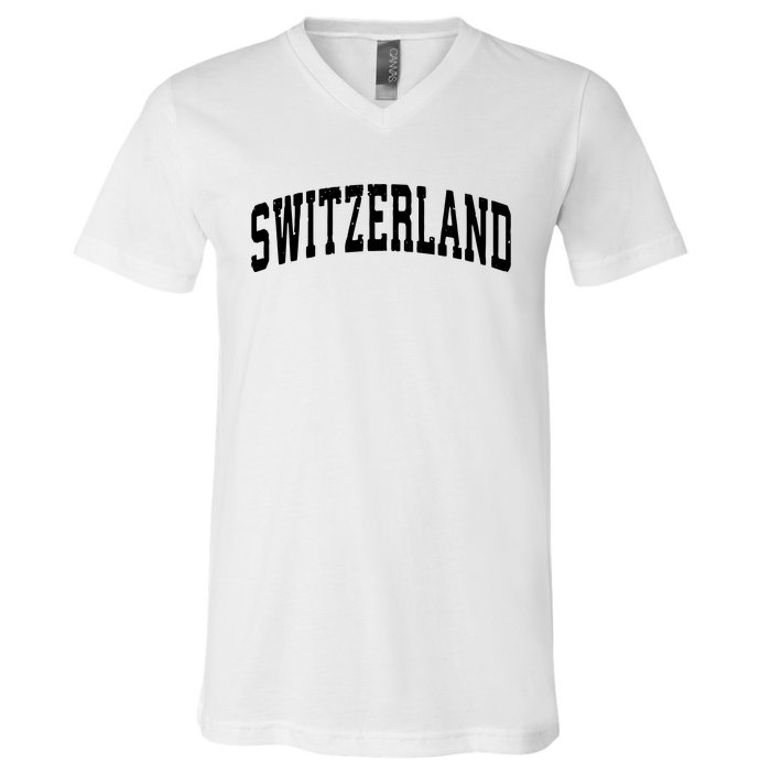 Switzerland Vintage Sports Design V-Neck T-Shirt