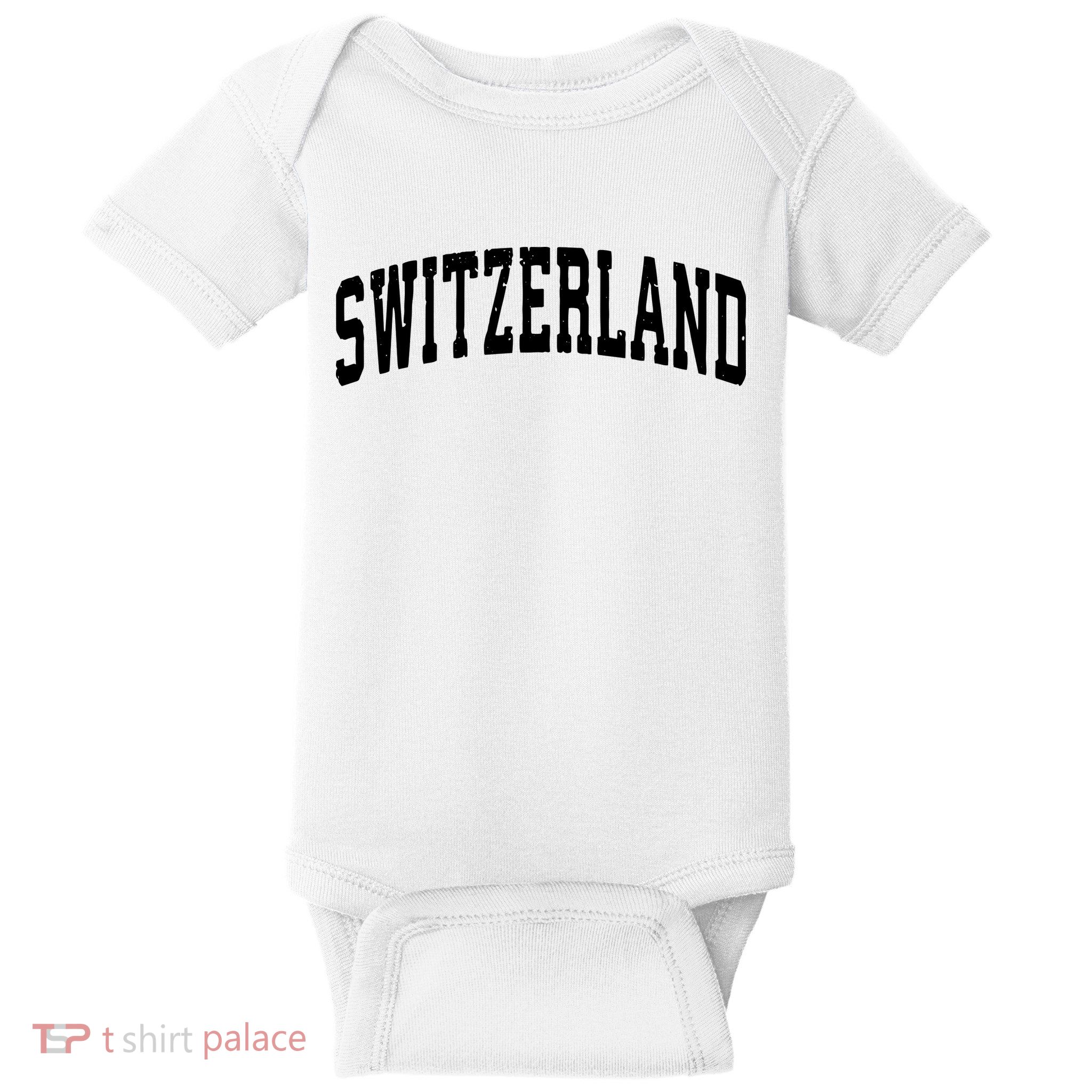 Switzerland Vintage Sports Design Baby Bodysuit