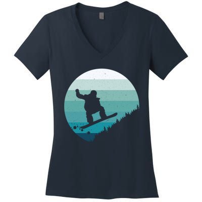 Snowboard Vintage Snowboarder Snow Winter Snowboarding Gift Pullover Women's V-Neck T-Shirt