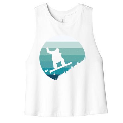 Snowboard Vintage Snowboarder Snow Winter Snowboarding Gift Pullover Women's Racerback Cropped Tank