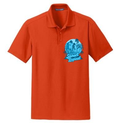 Summer Vacation Sunrise Sunburn Sunset Repeat Gift Dry Zone Grid Polo