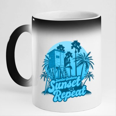 Summer Vacation Sunrise Sunburn Sunset Repeat Gift 11oz Black Color Changing Mug