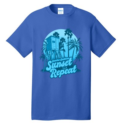 Summer Vacation Sunrise Sunburn Sunset Repeat Gift Tall T-Shirt