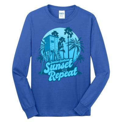 Summer Vacation Sunrise Sunburn Sunset Repeat Gift Tall Long Sleeve T-Shirt