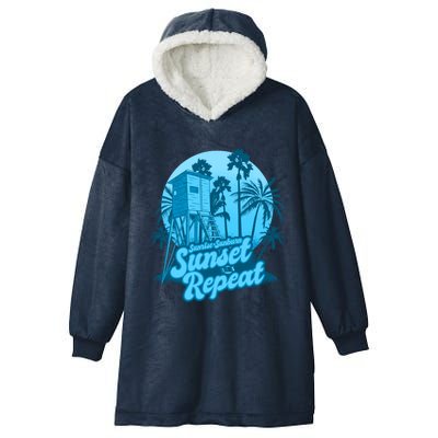 Summer Vacation Sunrise Sunburn Sunset Repeat Gift Hooded Wearable Blanket